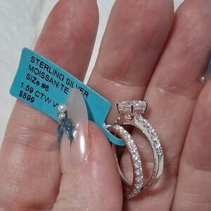 925 SS Moissanite Diamons Wedding Set Size 6